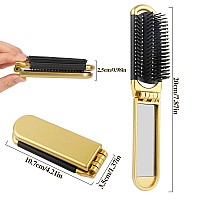 Sliverdew Travel Hair Brush 2 Pcs Folding Hair Brush With Mini Mirror Compact Hair Brushes Hair Styling Tools For Gym Trip P