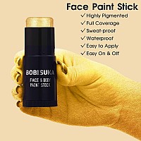 Bobisuka Gold Face Paint Stick Waterproof Metallic Golden Full Body Paint Sticks Blendable Painting Kit For Halloween Makeup S