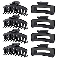 Tocess 8 Pack Black Big Hair Claw Clips For Women Large Claw Clip For Thin Thick Curly Hair 90S Strong Hold 433 Inch Nonslip M