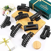 Tocess 8 Pack Black Big Hair Claw Clips For Women Large Claw Clip For Thin Thick Curly Hair 90S Strong Hold 433 Inch Nonslip M