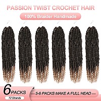 Befunny Passion Twist Crochet Hair18 Inch 6 Packs Pretwisted Passion Twist Hair Soft Pre Looped And Pre Twist Ombre Crochet Ha