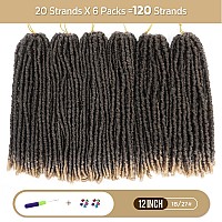 Wignee 120 Strands Faux Locs Crochet Hair 12 Inches Short Faux Locs Prelooped Soft Locs Dreadlock Crochet Hair 6 Packs Pretwis