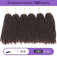 Wignee 120 Strands Faux Locs Crochet Hair 12 Inches Short Faux Locs Prelooped Soft Locs Dreadlock Crochet Hair 6 Packs Pretwis