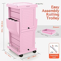 Tasalon Ultimate Rolling Cart For Salon Stations Space Saving Lockable 6 Tray Salon Trolley With 2 Tray Holders Hair Beauty