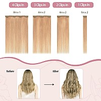 Huayi Clip In Hair Extensions Golden Brown Reaal Human Hair 70G 15Inch 7Pcs Double Weft Silky Straight Human Hair