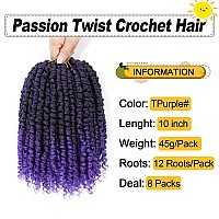 Passion Twist Hair 10 Inch 8 Packs Pre Twisted Passion Twist Crochet Hair For Black Women Pre Looped Passion Twist Curly Croch