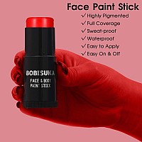 Bobisuka Pro Red Face Body Paint Stick Blendable Red Eyeblack Painting Sticks For Sports Facepaints For Halloween Makeup Clo