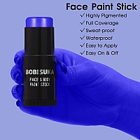 Bobisuka Blue Face Body Paint Stick Professional Dark Blue Eyeblack Sticks For Sports Blendable Body Painting For Halloween Ma