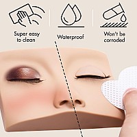 Embagol Double Layer Lash Mannequin Head With 2 Layers Replaced Eyelids Makeup For Training Head Removable Realistic Eyelids Eye