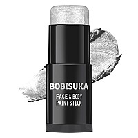 Bobisuka Silver Face Paint Stick Waterproof Metallic Silver Full Body Paint Sticks Blendable Painting Kit For Halloween Makeup