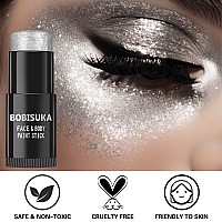 Bobisuka Silver Face Paint Stick Waterproof Metallic Silver Full Body Paint Sticks Blendable Painting Kit For Halloween Makeup