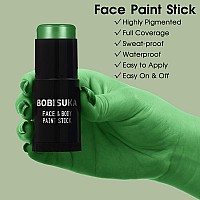 Bobisuka Green Face Paint Stick Waterproof Dark Green Eye Black Body Paint Sticks For Sports Painting Kit For Halloween Makeup