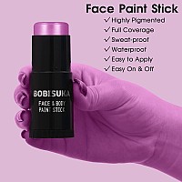 Bobisuka Purple Face Body Paint Stick Cream Blendable Eye Black Sticks For Sports Waterproof Facepaints Foundation For Hallowe