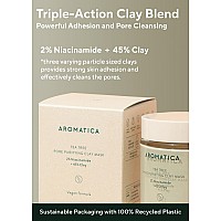 Aromatica Tea Tree Pore Purifying Clay Mask 2 Niacineamide 45 Clay Deep Cleansing Mask For Porepurifying Vegan Cruelt