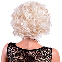 Gnimegil Short Big Curly Wavy Layered Wigs For Women Cosplay Wig Coser Party Costume Synthetic Hair Platinum Blonde Halloween Wi