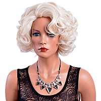 Gnimegil Short Big Curly Wavy Layered Wigs For Women Cosplay Wig Coser Party Costume Synthetic Hair Platinum Blonde Halloween Wi