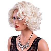 Gnimegil Short Big Curly Wavy Layered Wigs For Women Cosplay Wig Coser Party Costume Synthetic Hair Platinum Blonde Halloween Wi