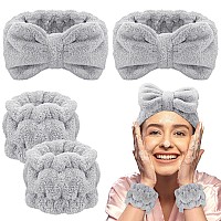 Chuangdi 4 Pcs Microfiber Headband Spa Wristbands And Wrist Bands For Washing Face Cuffs Towel Wristbands Hair Headband Face Was