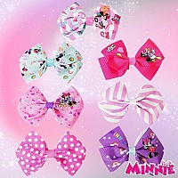 Disney Minnie Mouse Hair Accessories Gift Set 7 Pcs 4 Inch Bows Alligator Clips Ages 3