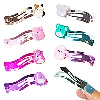 Kids Hair Clips For Girls Snap Clips 8 Pack Multi Color Ages 3