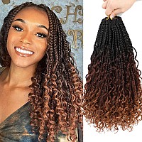 8 Packs Crochet Box Braids Hair 14 Inch Crochet Box Braids Hair Pre Loopled Crochet Hair With Curly Ends Goddess Box Braids Cro