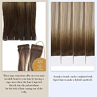 Full Shine Injected Tape In Hair Extensions 5Pcs 18 Inch Virgin Injection Tape In Extensions Color 3 Brown Fading To 8 Ash Brown