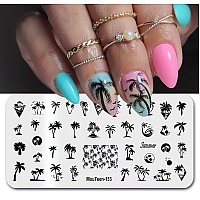 Summer Nail Art Stamping Plates Palm Coconut Tree Pattern Designs Nail Stamp Templates Holiday Nail Decorations Diy Stainless St