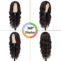 Nayoo Long Wavy Wigs For Women Dark Brown Middle Part Wig Synthetic Heat Resistant Fiber Women Wigs For Daily Party Use 26 Inch