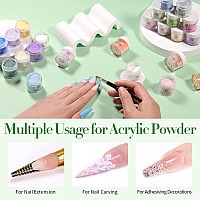 Born Pretty Acrylic Powder Set 36 Colors Acrylic Nail Powder Nude Pink Blue Yellow Purple Red Glitter Professional Polymer 3D Ac