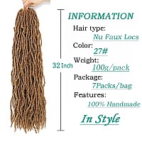 7 Packs Faux Locs Crochet Hair 32 Inch New Soft Locs Crochet Hair For Black Women Prelooped Long Goddess Locs Crochet Braids Cu