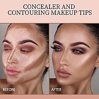 Pro Cream Highlight And Contour Palette Kit With Mirror Brush For Women White Silver Gold Highlight Brown Face Correcting Con