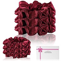 Luseren Silk Satin Hair Ties For Women 6 Count Assortment Rose Red Scrunchies Hair Accessories