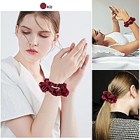 Luseren Silk Satin Hair Ties For Women 6 Count Assortment Rose Red Scrunchies Hair Accessories