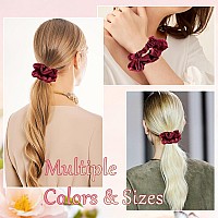 Luseren Silk Satin Hair Ties For Women 6 Count Assortment Rose Red Scrunchies Hair Accessories