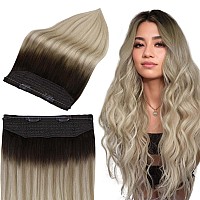 Full Shine Wire Hair Extensions Real Human Hair With Transparent Wire Adjustable Size 4 Secure Clips Secret Extensions Dark Brow