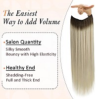 Full Shine Wire Hair Extensions Real Human Hair With Transparent Wire Adjustable Size 4 Secure Clips Secret Extensions Dark Brow