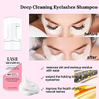 Aremod 50Ml Eyelash Extension Cleanser Lash Shampoo For Lash Extensions 50Pcs Eyelash Brush Cleaning Brush Makeup Remover Pad A