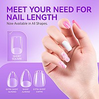 Gelike Ec Short Square Nail Tips 240Pcs Soft Gel X Nail Tips 12 Sizes Clear Full Cover False Nail Tips Press On Nails For Po