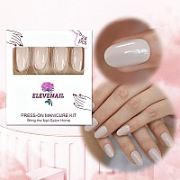 Elevenail Natural Glossy Nude Press On False Nails Short Oval Acrylic Nail Art Tips Salon Women Girls Diy Manicure Daily Reusabl