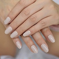 Elevenail Natural Glossy Nude Press On False Nails Short Oval Acrylic Nail Art Tips Salon Women Girls Diy Manicure Daily Reusabl