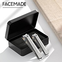 Facemade Nail Clippers Set 2 Pack Premium Sharp Stainless Steel Fingernail Toenail Clippers With Sturdy Travel Tin Case Pro