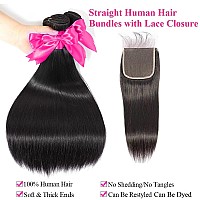 Straight Bundles With Closure Human Hair 22 24 2620 Brazilian Human Hair Bundles With Closure 100 Unprocessed Virgin Weave Hai