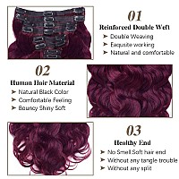 Goulus Body Wave Clip In Hair Extensions For Black Women Burgundy 8Pcs Clip In Hair Extensions Real Human Hair With 18 Clips Dou