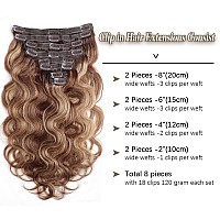 Goulus Body Wave Clip In Hair Extensions For Black Women Chocolate Brown To Caramel Blonde 8Pcs Clip In Hair Extensions Real Hum