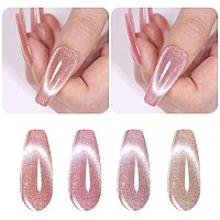 Vishine Glitter Galaxy Cat Eye Gel Nail Polish 4 Colors Set With Magnet For Holographic Cat Eye Salon Gel Manicure And Nail Art