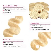 Hellosh 613 Bundles Blonde Bundles Human Hair 18 Inch 613 Body Wave Bundles 100 Unprocessed 12A Grade Brazilian Virgin Human Ha