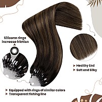 Hetto Micro Loop Hair Extensions Darkest Brown Ombre Light Brown Micro Link Hair Extensions Human Hair Remy Micro Bead Hair Exte