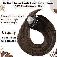 Hetto Micro Loop Hair Extensions Darkest Brown Ombre Light Brown Micro Link Hair Extensions Human Hair Remy Micro Bead Hair Exte