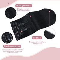 Huayi Black Clip In Hair Extensions Real Human Hair 12 Inch Jet Black Hair Extensions Clip Ins Human Hair Natural Hair Extension