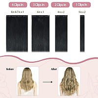 Huayi Black Clip In Hair Extensions Real Human Hair 12 Inch Jet Black Hair Extensions Clip Ins Human Hair Natural Hair Extension